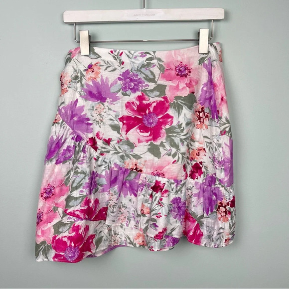 Express High Waisted Floral Asymmetrical Ruffle Mini Skirt - Picture 5 of 9